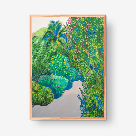 Marta Chojnacka print palm tree in the green garden in blossom