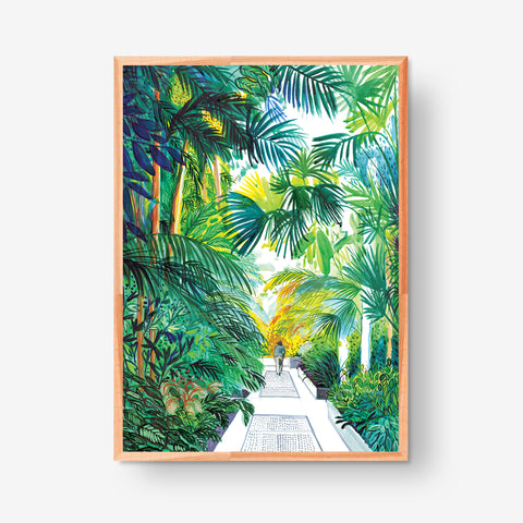 Marta Chojnacka print variety of exotic plants in the glasshous in Kew Garden London full of palmtrees