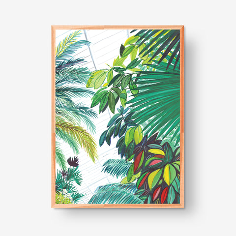 Palmtrees and red leaves, orginal artwork, 50x70cm