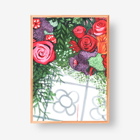 Roses on the pavement - orginal artwork 50x70cm