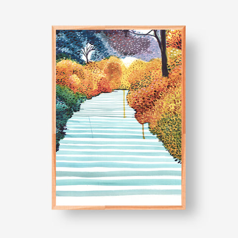 Stairs in the park, orginal artwork, 50x70cm