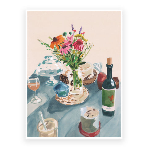 Still life with the coneflower- print