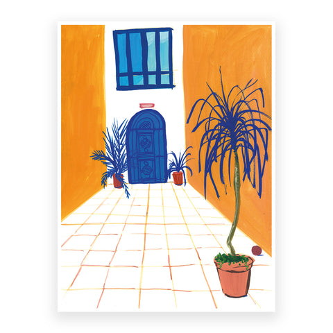 Marta Chojnacka print yellow patio and blue palmtree