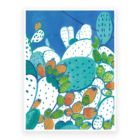 Marta Chojnacka print green cactus with fruits barbary fig