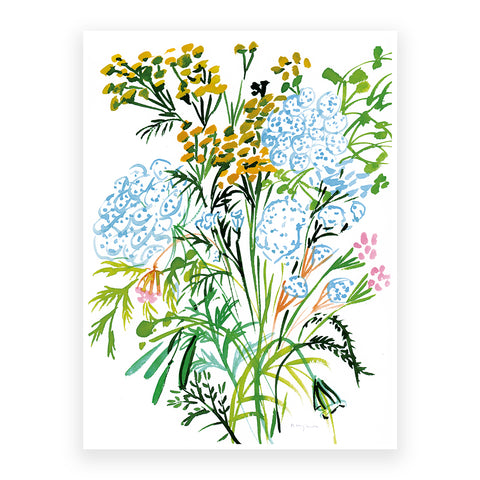 Marta Chojnacka print botanical bunch of summer flowers with yellow 