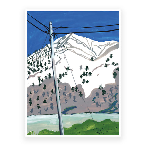 Marta Chojnacka print rocky and snowy mountain with a electricity pole