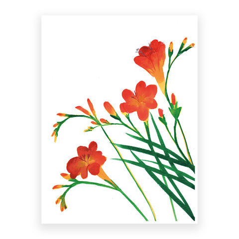 Marta Chojnacka print bouquet with red  freesia flowers in Japanese style