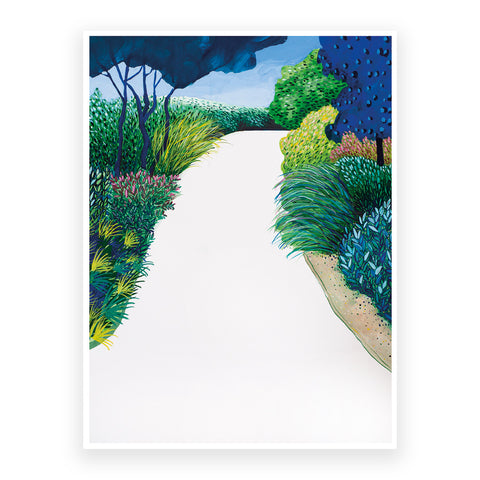 Marta Chojnacka print the way up the hill with mediterranean flora and blue tree