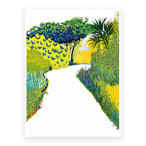 Marta Chojnacka print the way up the hill with mediterranean plants in yellow