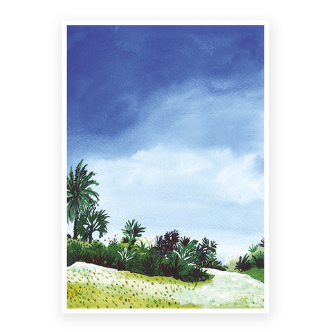 Palm trees on the horizon, A4 Print